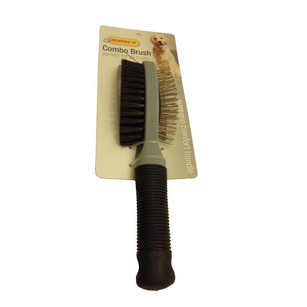 Combo Pet Brush Ruffin It Pin Brush Bristle Brush Sure Grip Handle New Dog Cat